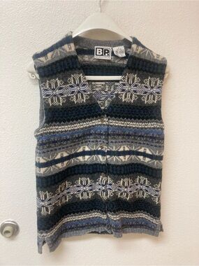 BP. NORDSTROM Nordic Wool Cream/Gray/Blue/Green Fair Isle Vest (8)